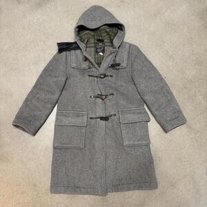 Vintage Gloverall Womens Duffle Pea Coat England Size 10 US Gray Wool Plaid Line